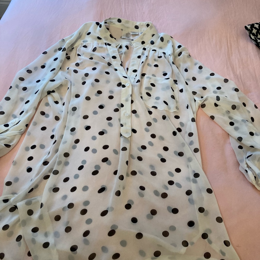 Polka dot- flowy half up button down